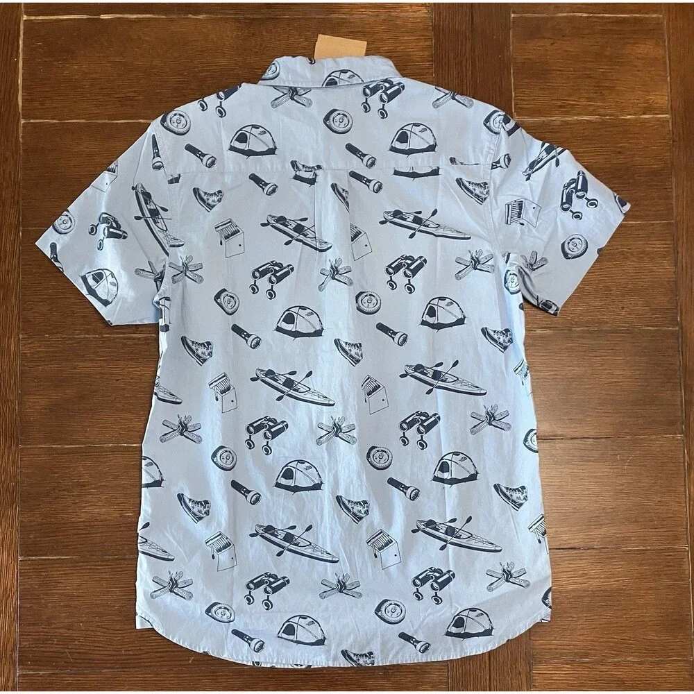 The North Face Men's S/S Baytrail Pattern Shirt Steel Blue Size Small NWT